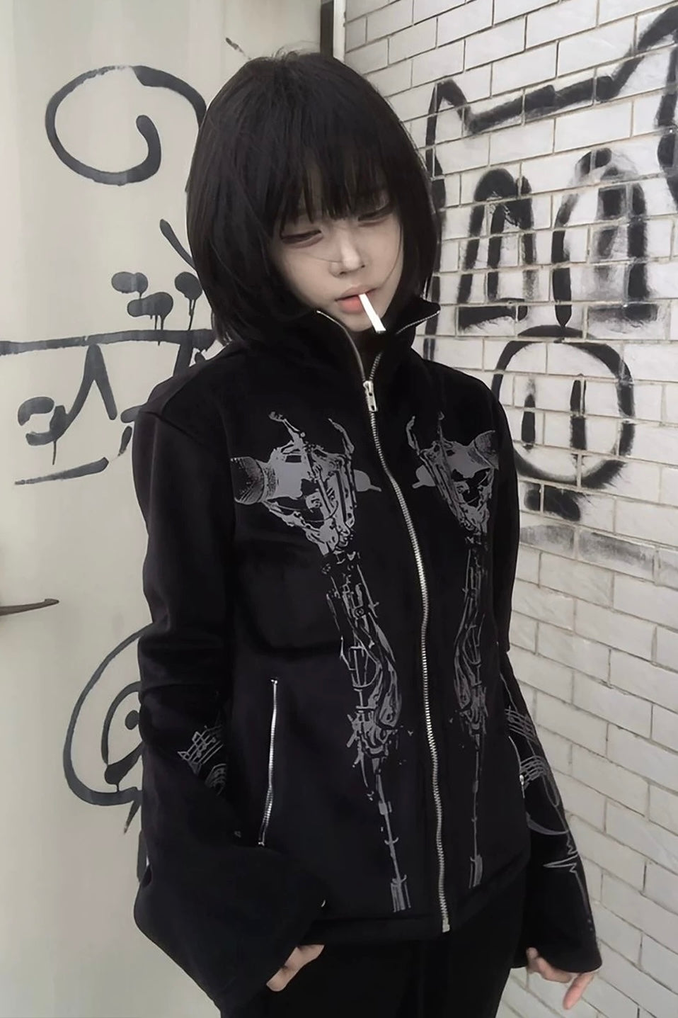 Dual Gun Gothic Zip Hoodie Jacket mry002209