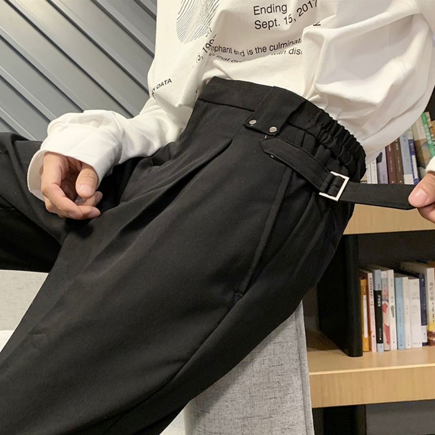 【送料無料】３カラー展開 2023SS メンズ サマー ワイドレッグ ドレープ ルーズ ストレート カジュアル パンツ 韓国カジュアル　mry000915
