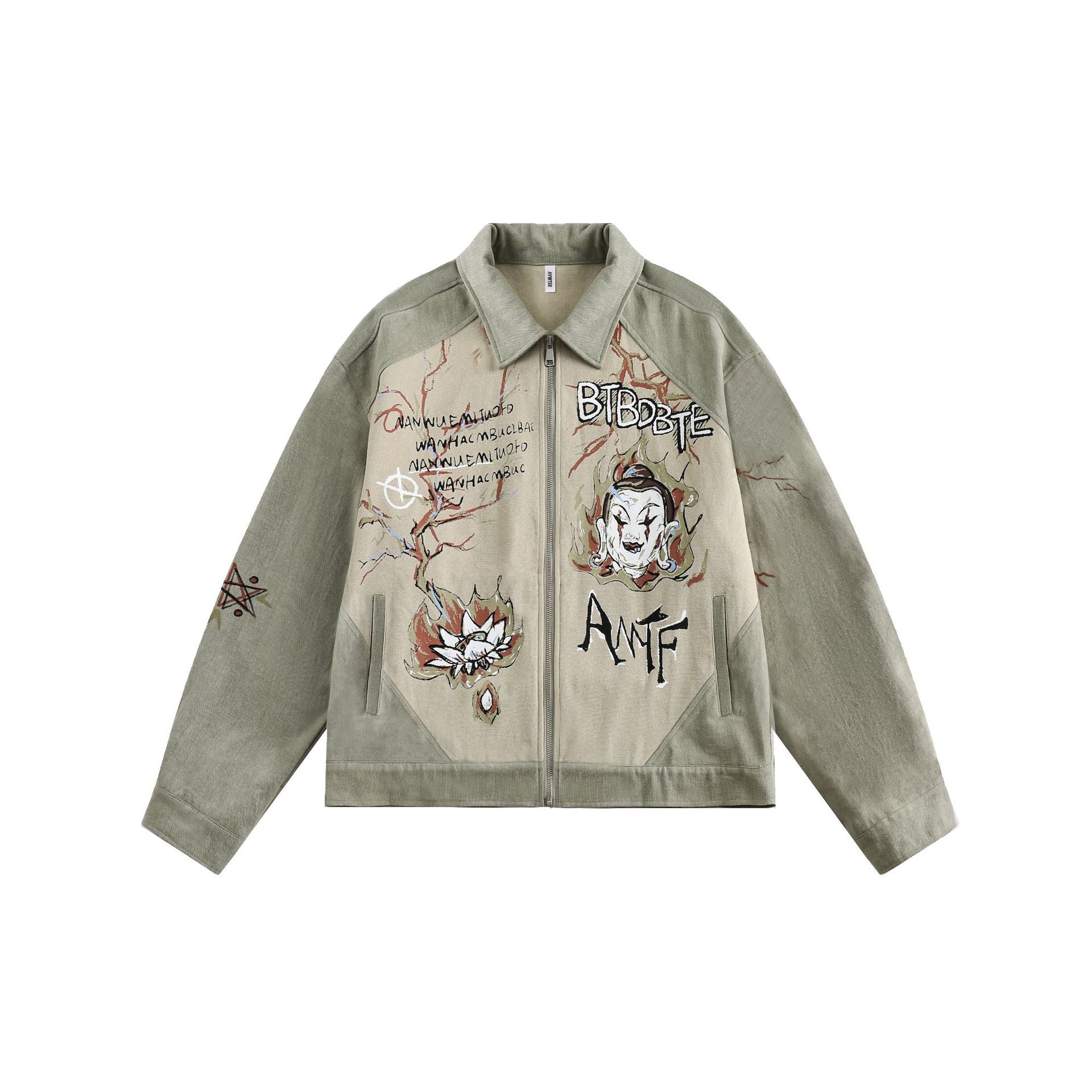 Graphic Print Zip Jacket mry001788