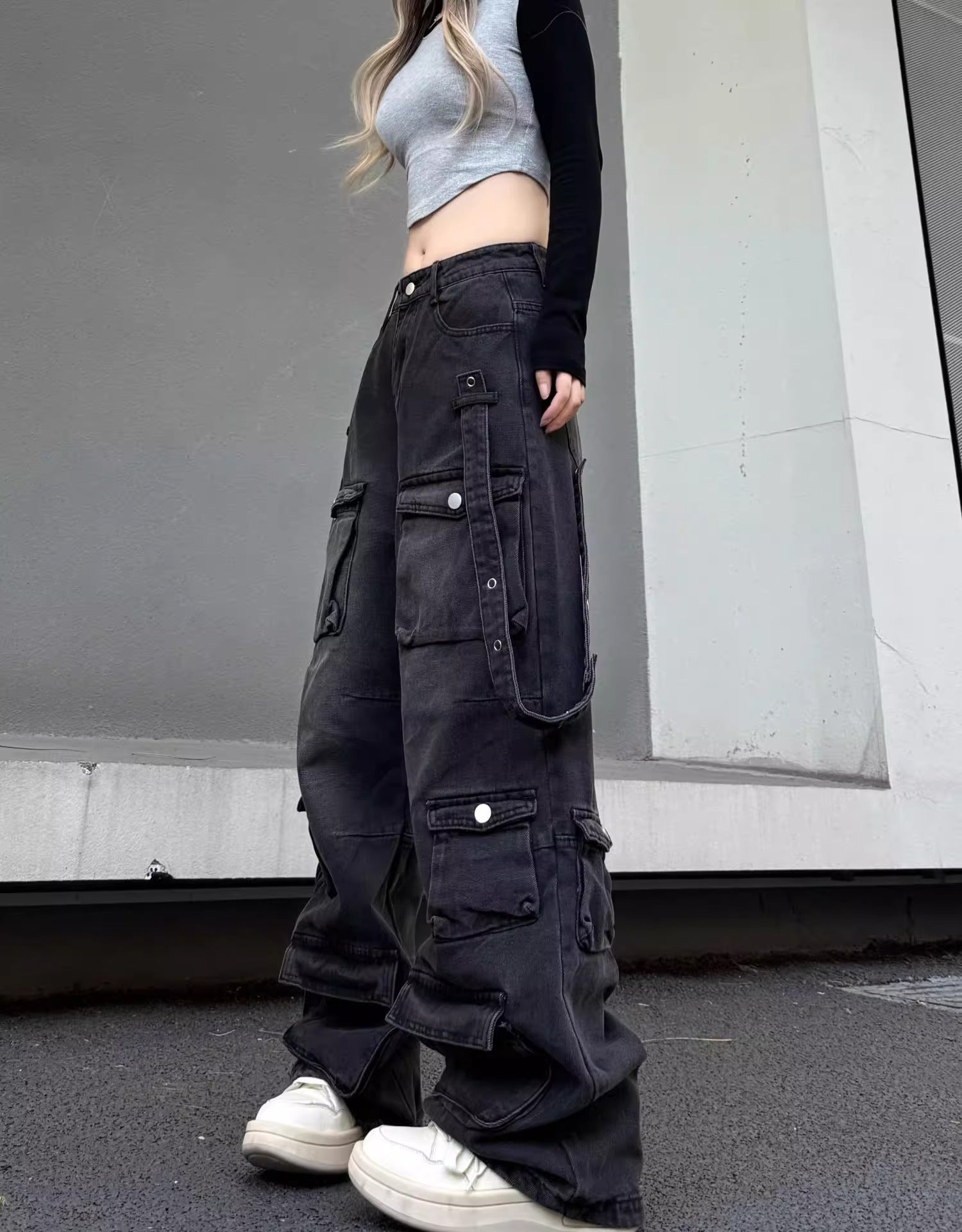 【2color/Unisex】Urban Street Wide Cargo Pants mry001608