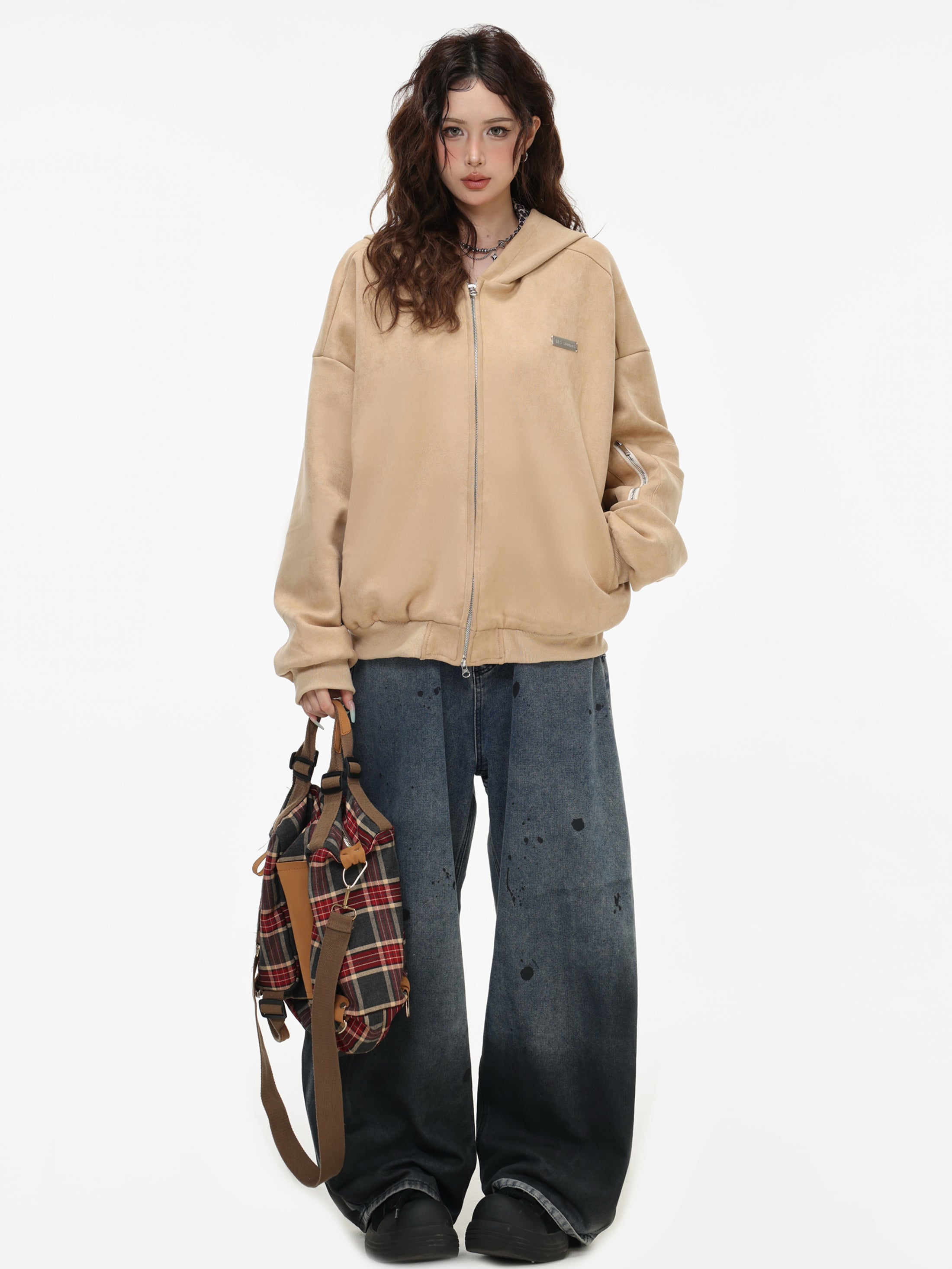 【評価★4.8以上／高品質】Leopard Lined Oversized Zip Hoodie Jacket mry001903