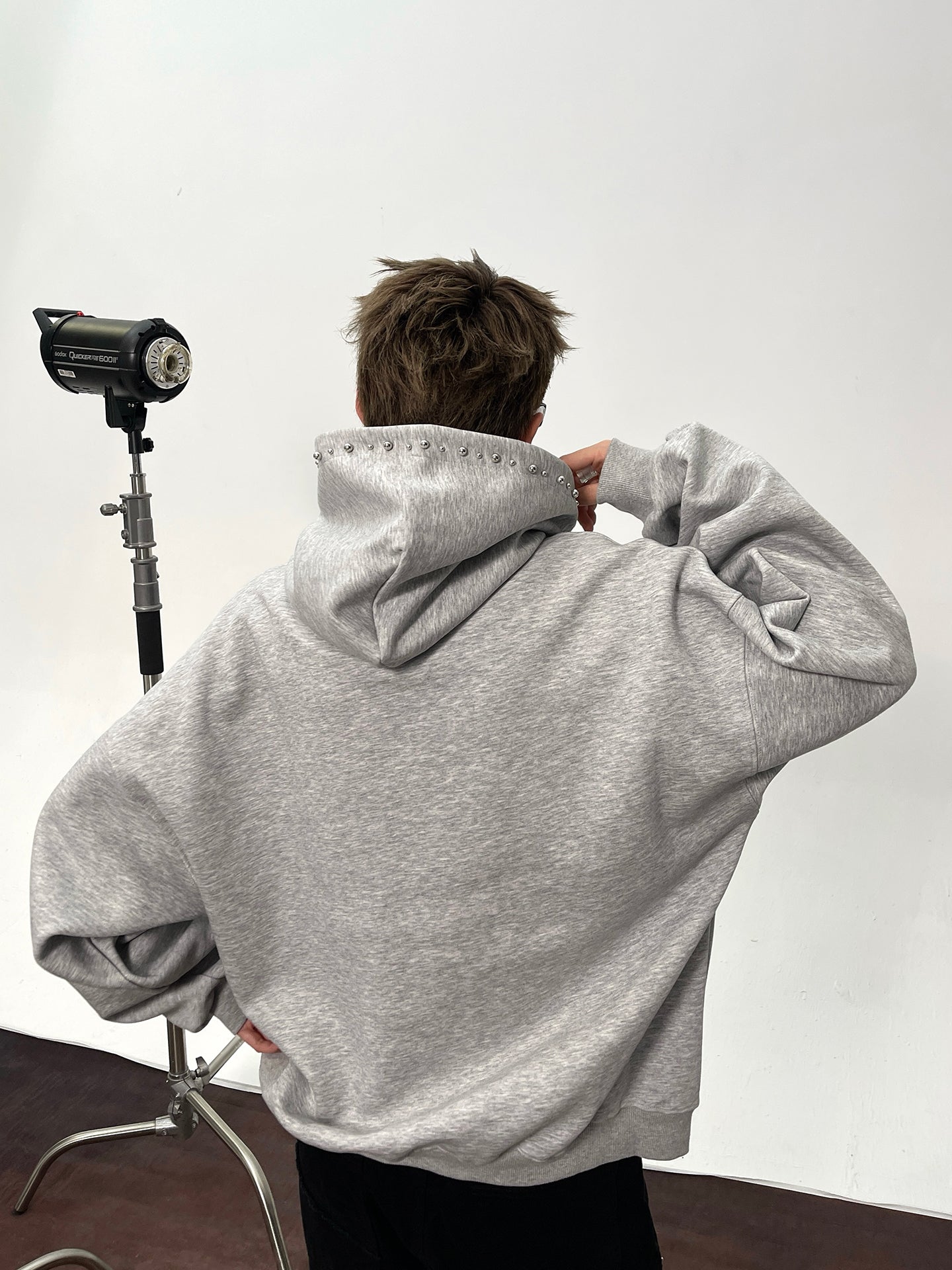 【評価★4.8以上／高品質】Rhinestone Logo Oversized Hoodie mry001901