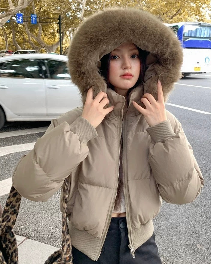 【爆安】Short Puffer Food Fur Jacket mry001966