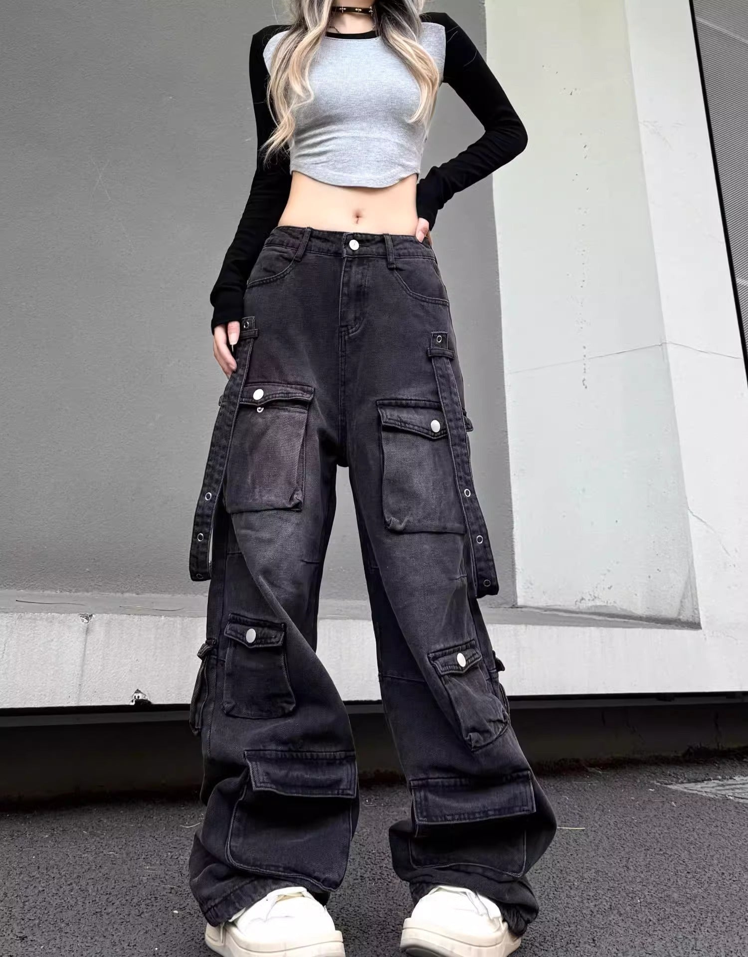 【2color/Unisex】Urban Street Wide Cargo Pants mry001608