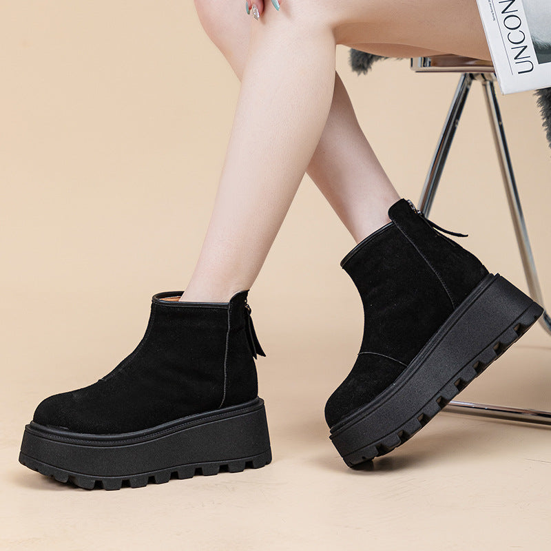 Chunky Platform Suede Ankle Boots mry001971