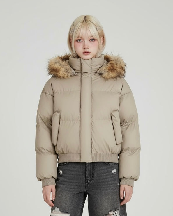 『※限定価格／SNS大人気アウター💥』【2color】Faux Fur Hood Puffer Jacket mry001792