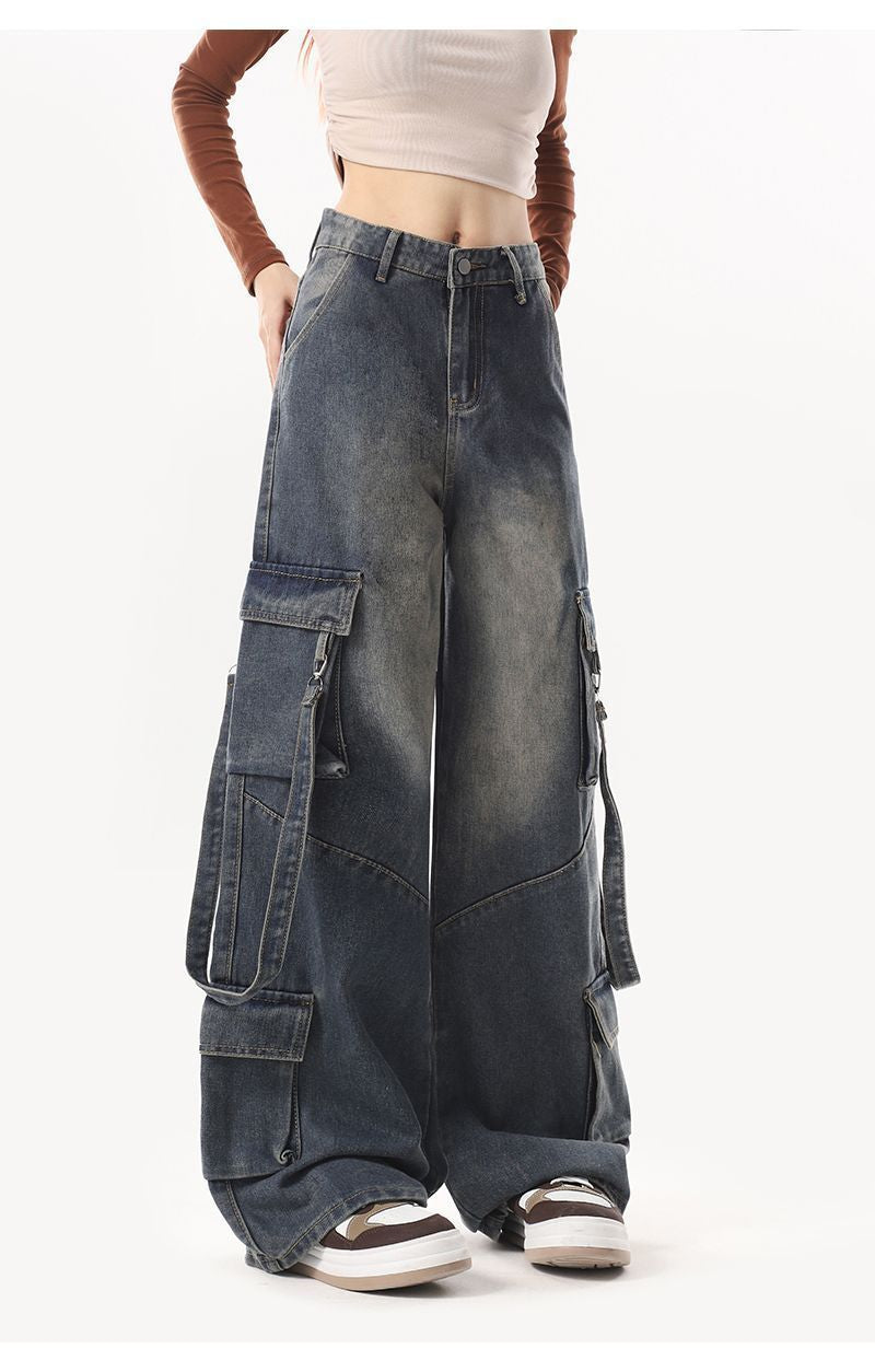 Shadow Strap Wide Denim Pants mry001690