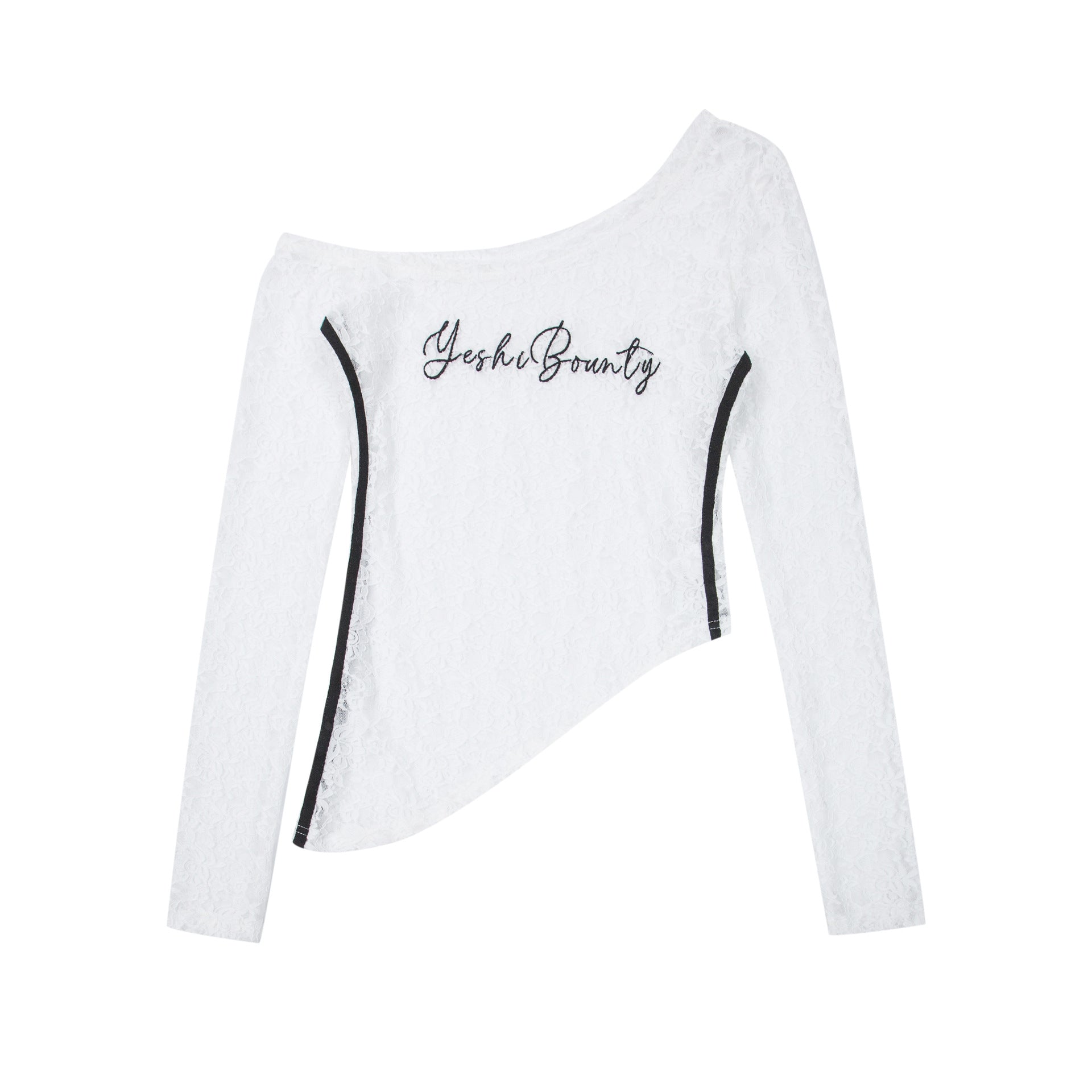 【2color】Asymmetric Lace Off-Shoulder Top mry001711