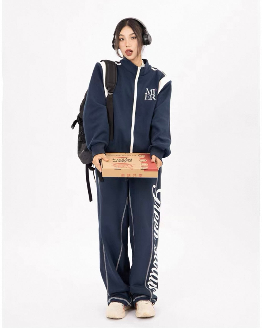 【Set-Up】Street Sport Track Set – Zip Up Jacket & Logo Wide Pants mry001891