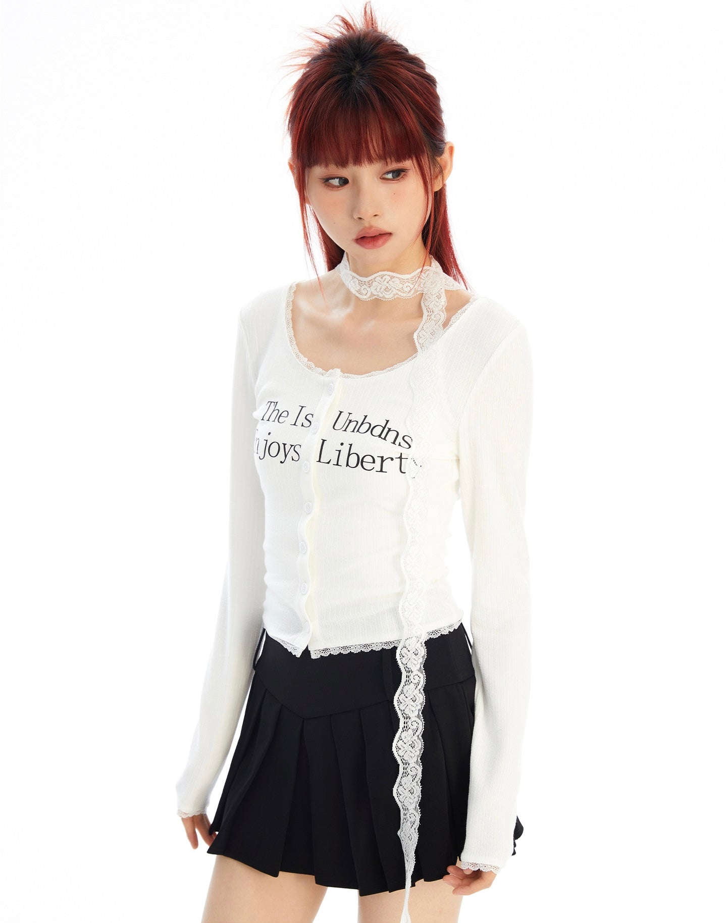 Lace Liberty Ribbed Cardigan mry001754