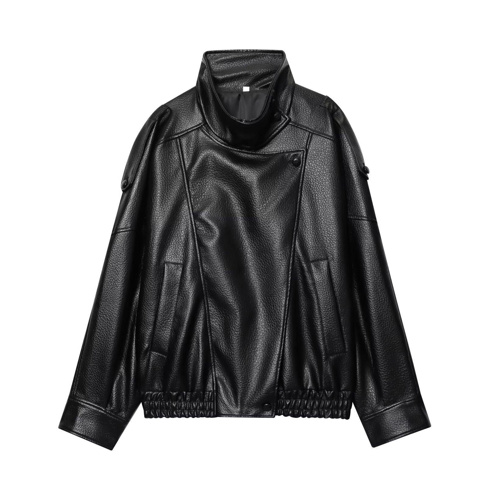 Stand Collar Leather Jacket mry002022