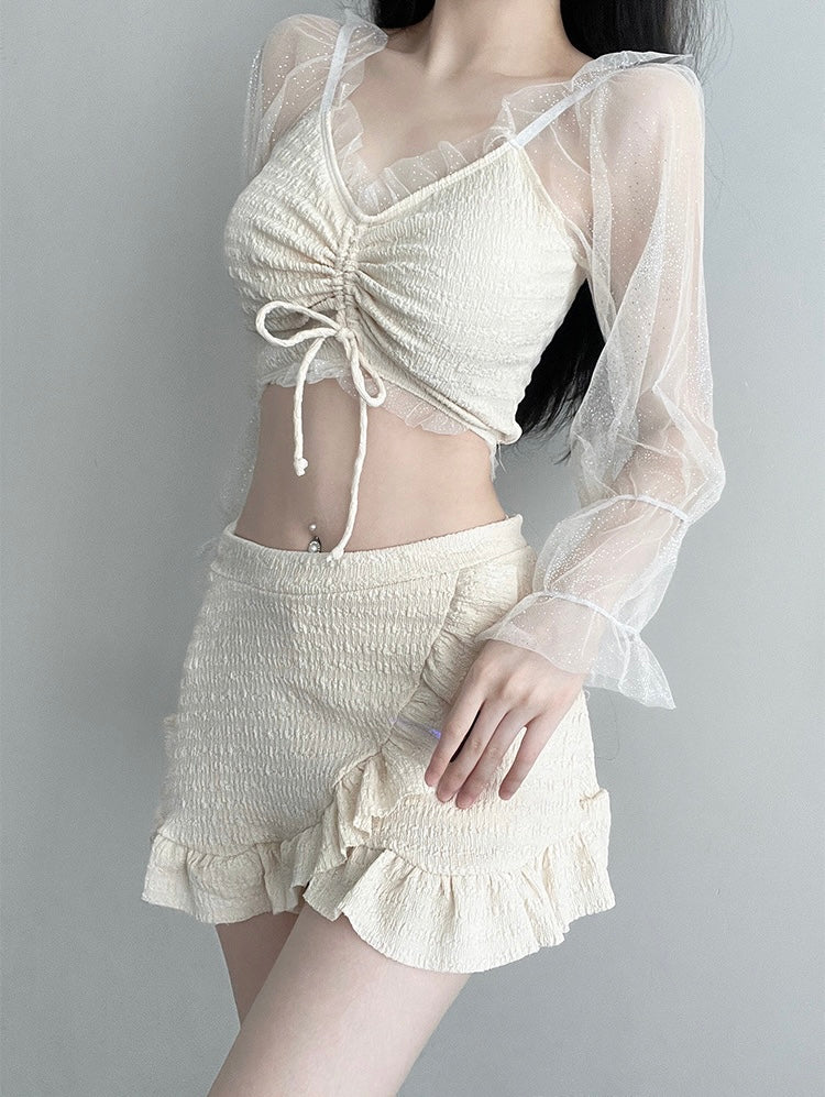 Shirred Ruffle High-Waist Set mry001778
