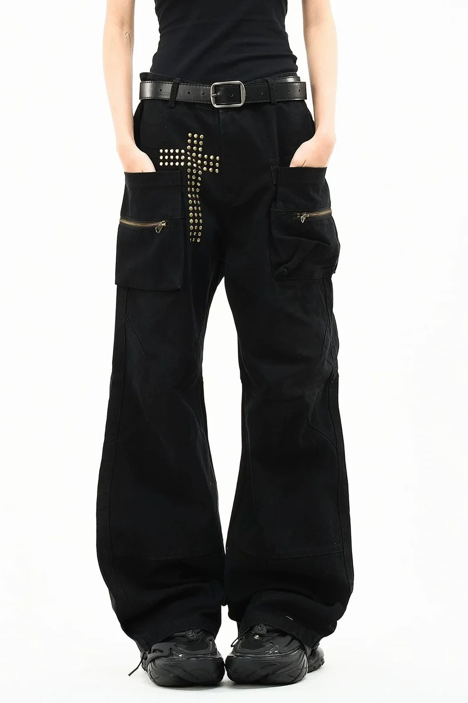 【ボトムス】スタッズクロスカーゴパンツ mry002121