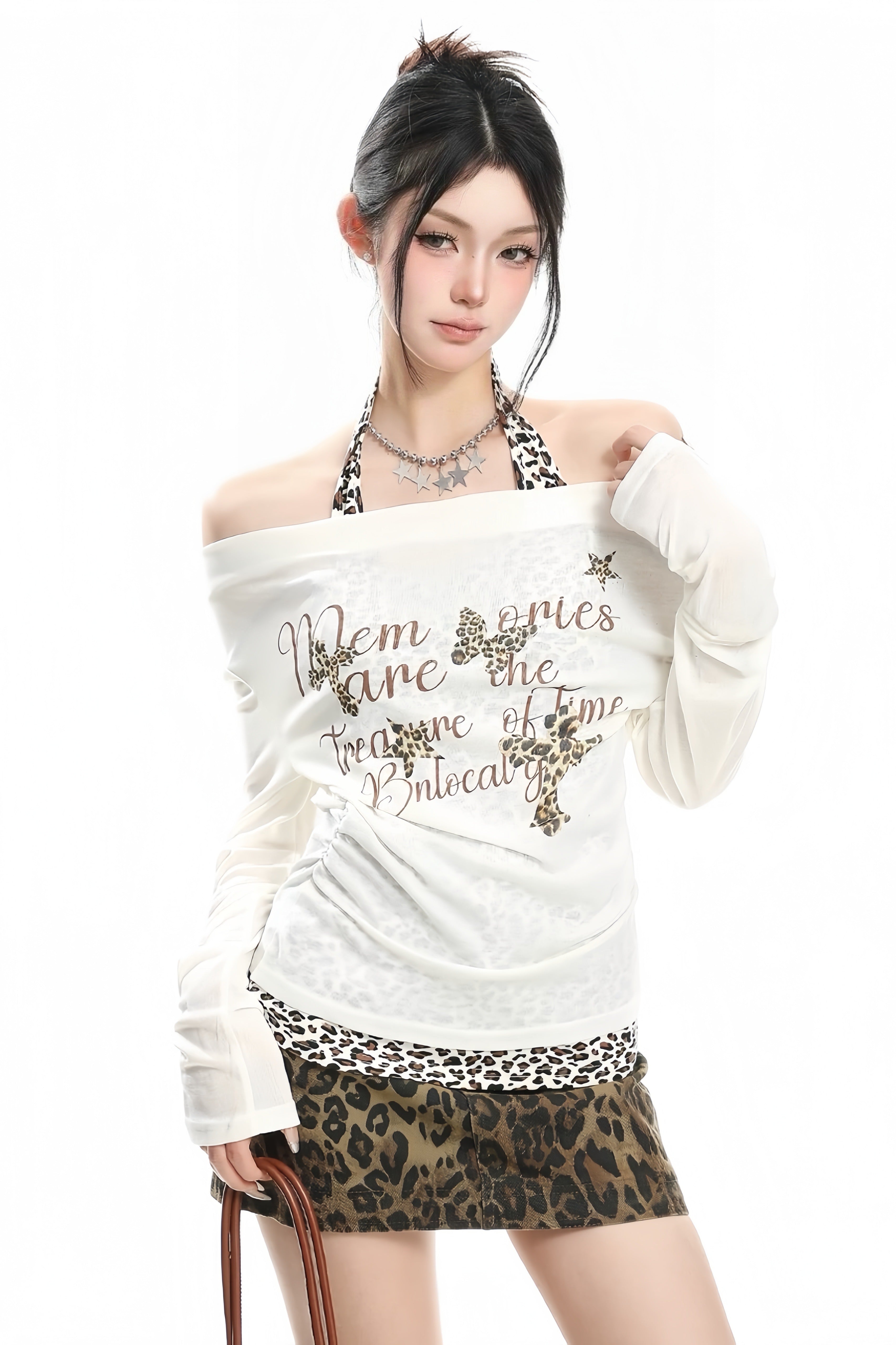 【トップス】 レオパードオフショルロンT mry002362