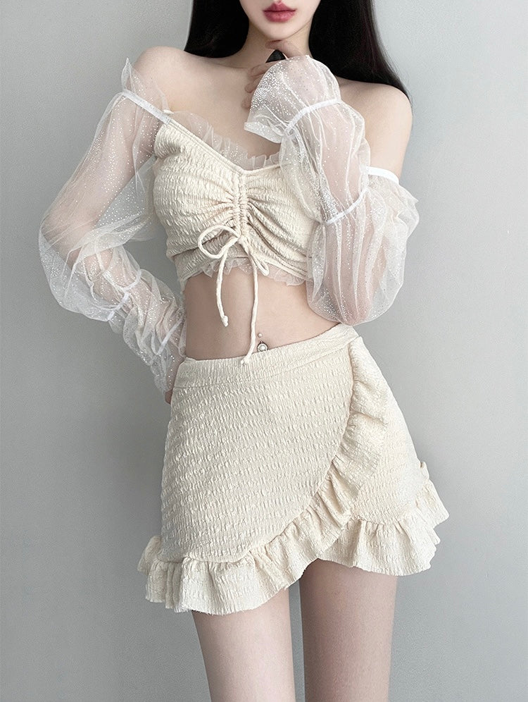 Shirred Ruffle High-Waist Set mry001778