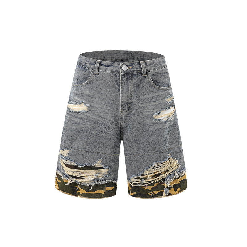 【2color / Set-Up】Camo Fade Distressed Denim Set-Up mry001757