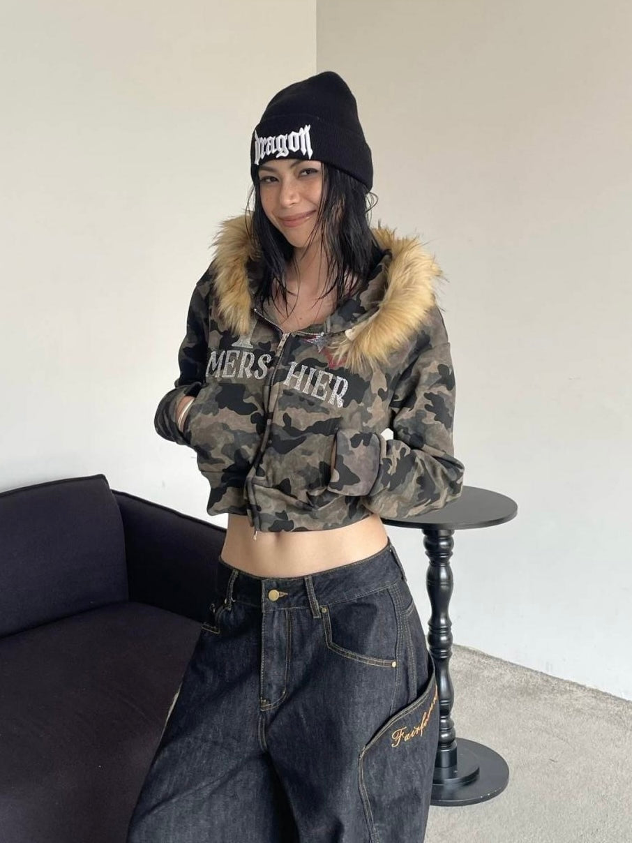 Camo Cozy Fur Jacket mry001638