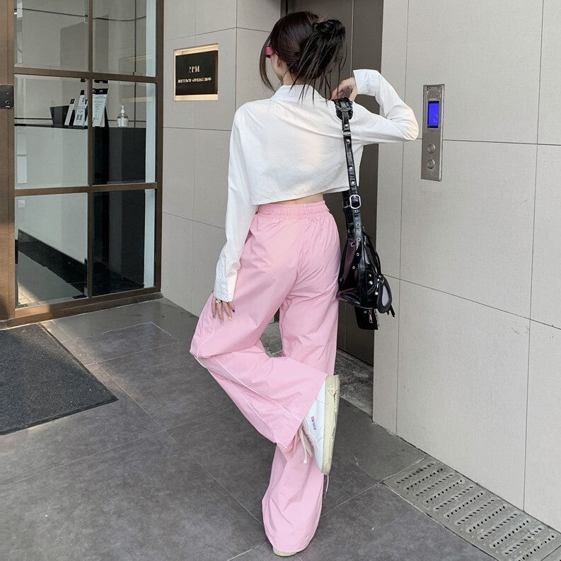 2カラー展開 2023SS ストリート 韓国レトロ デザイン ワイドカジュアル パンツ ボトムス 韓国カジュアル 韓国ストリート   mry000841