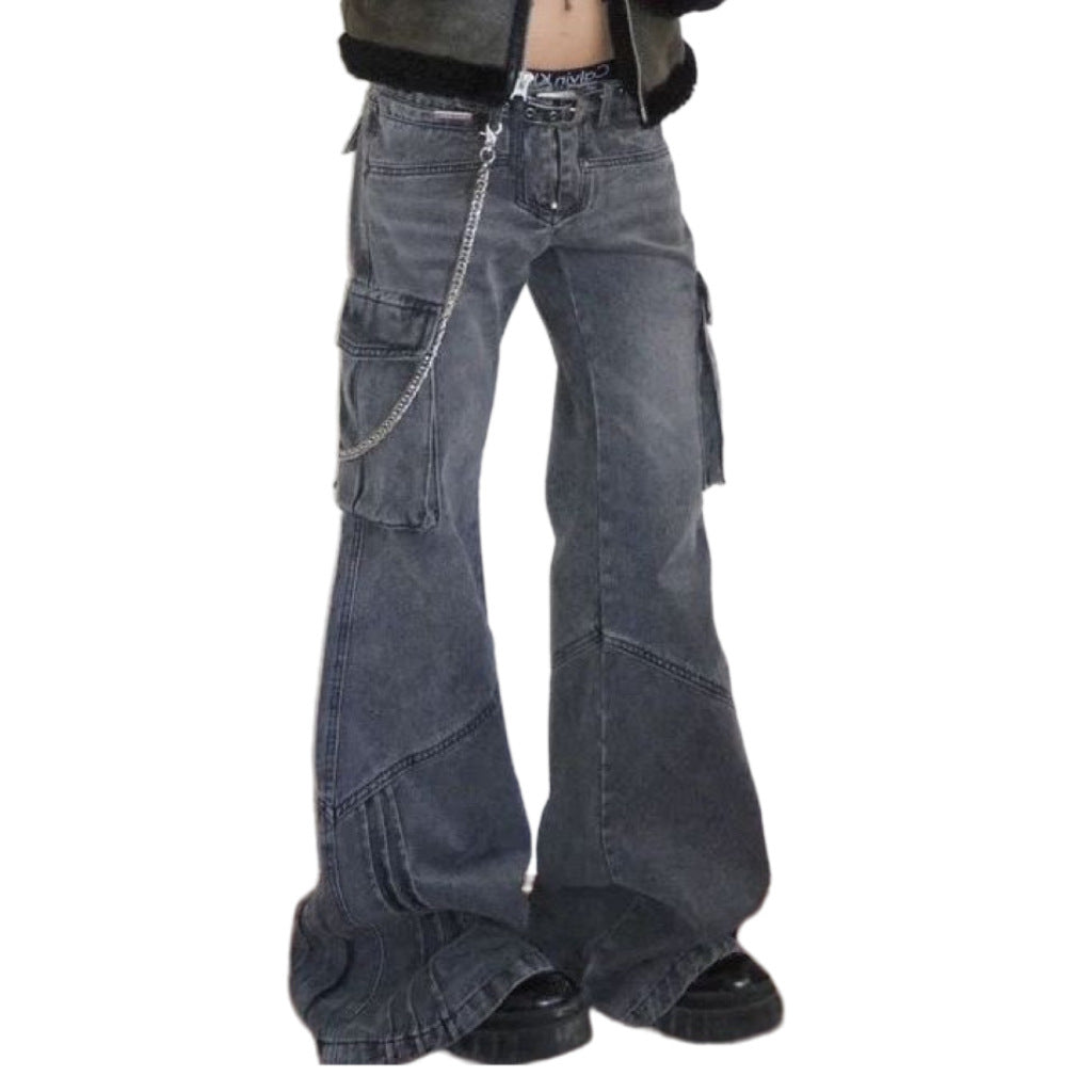 【大人気】Wide Denim Cargo Pants mry001156