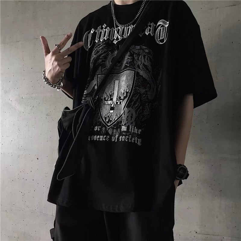 2カラー展開 2023SS ダーク ストリート オールマッチ 半袖 Tシャツ 韓国カジュアル 韓国ストリート　mry000862