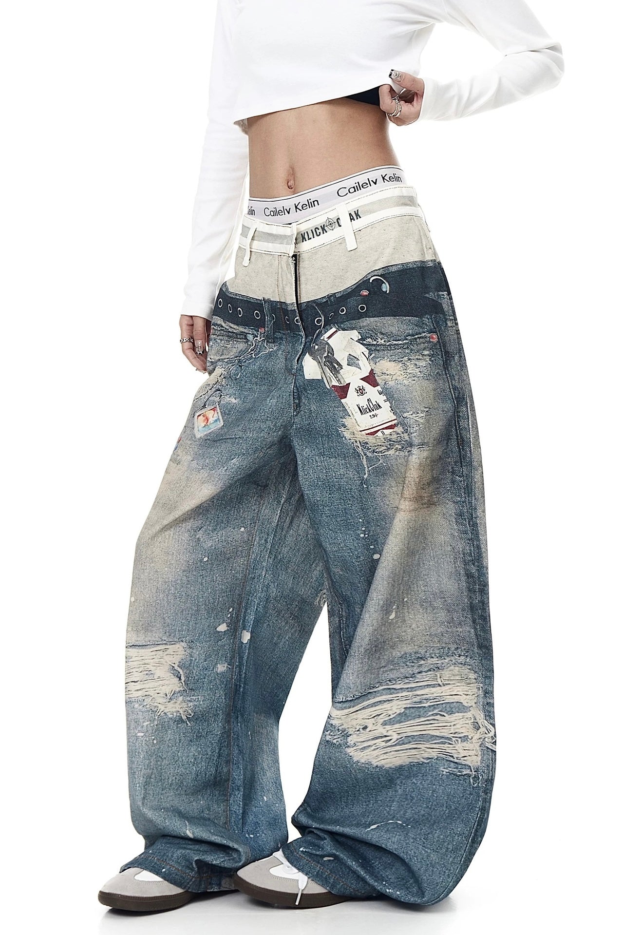 Grunge Distressed Baggy Pants mry002288