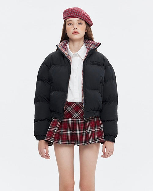 【2color】Reversible Checkered Short Down Jacket mry001802
