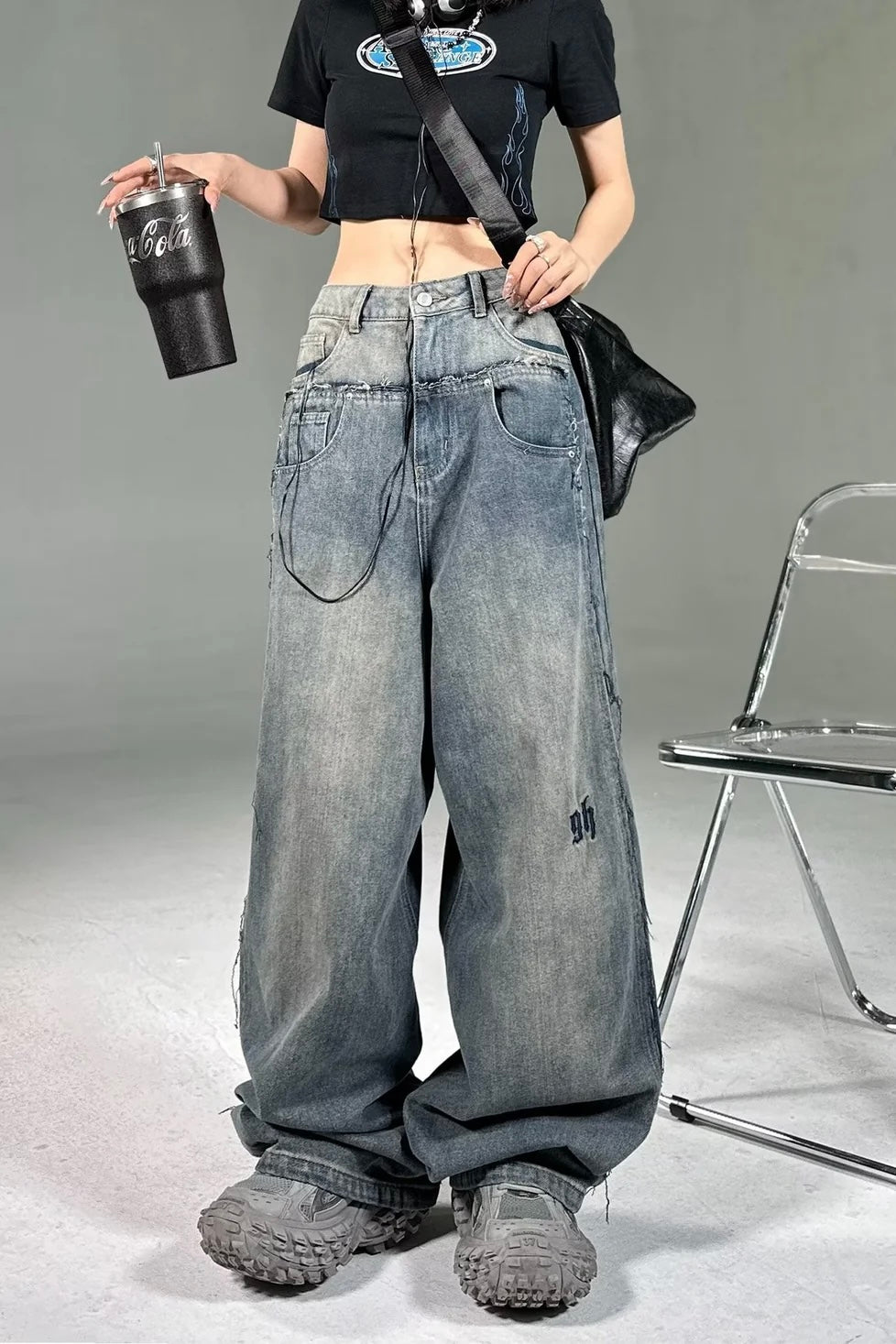 『SNS大人気デニム💥』【COVER:FIT】Vintage Fade Loose Fit Denim Pants mry001781