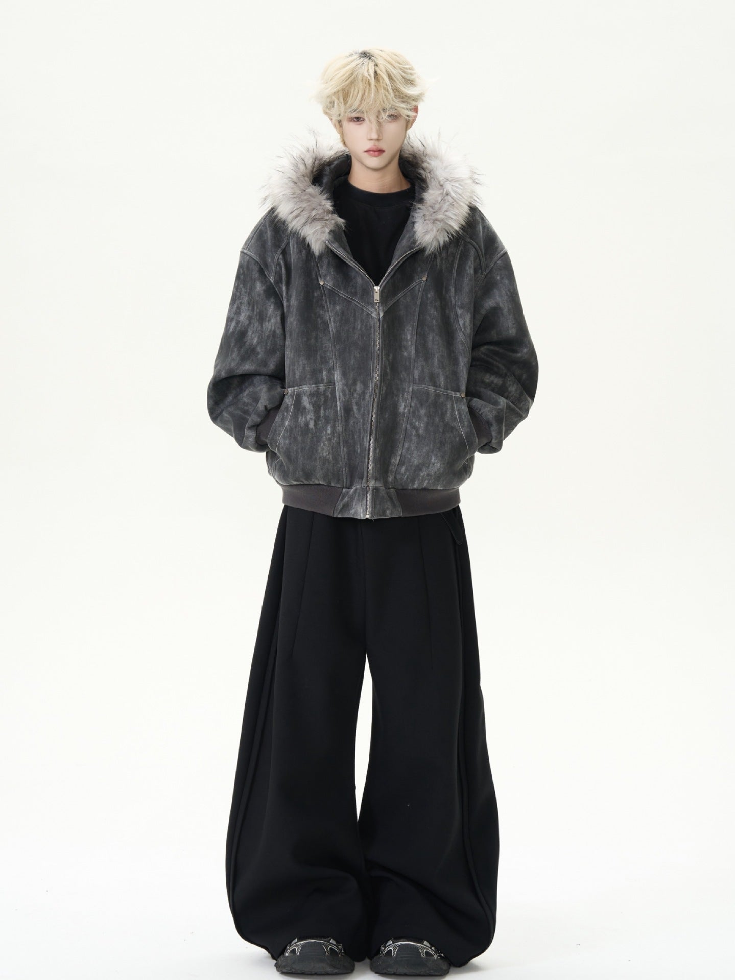 【特別価格/Outer】2color Unisex Edge Line Design Boa Jacket mry001615