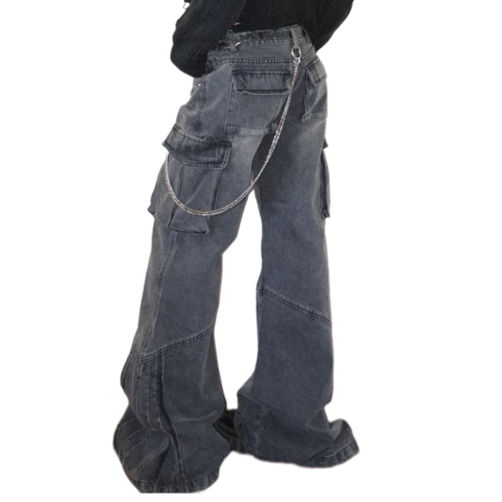 【大人気】Wide Denim Cargo Pants mry001156