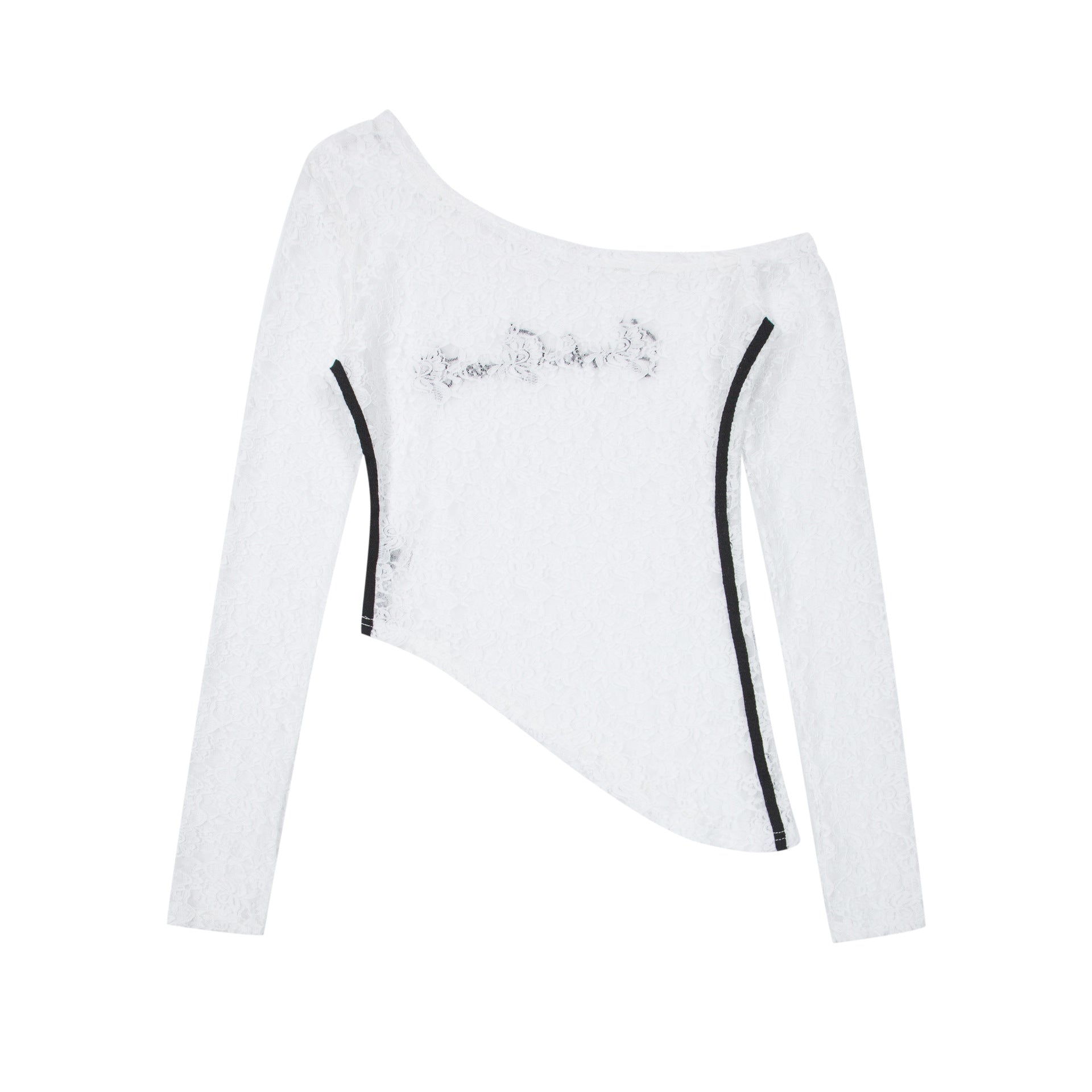 【2color】Asymmetric Lace Off-Shoulder Top mry001711