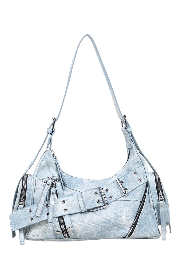 Belted Zip Shoulder Bag mry002258