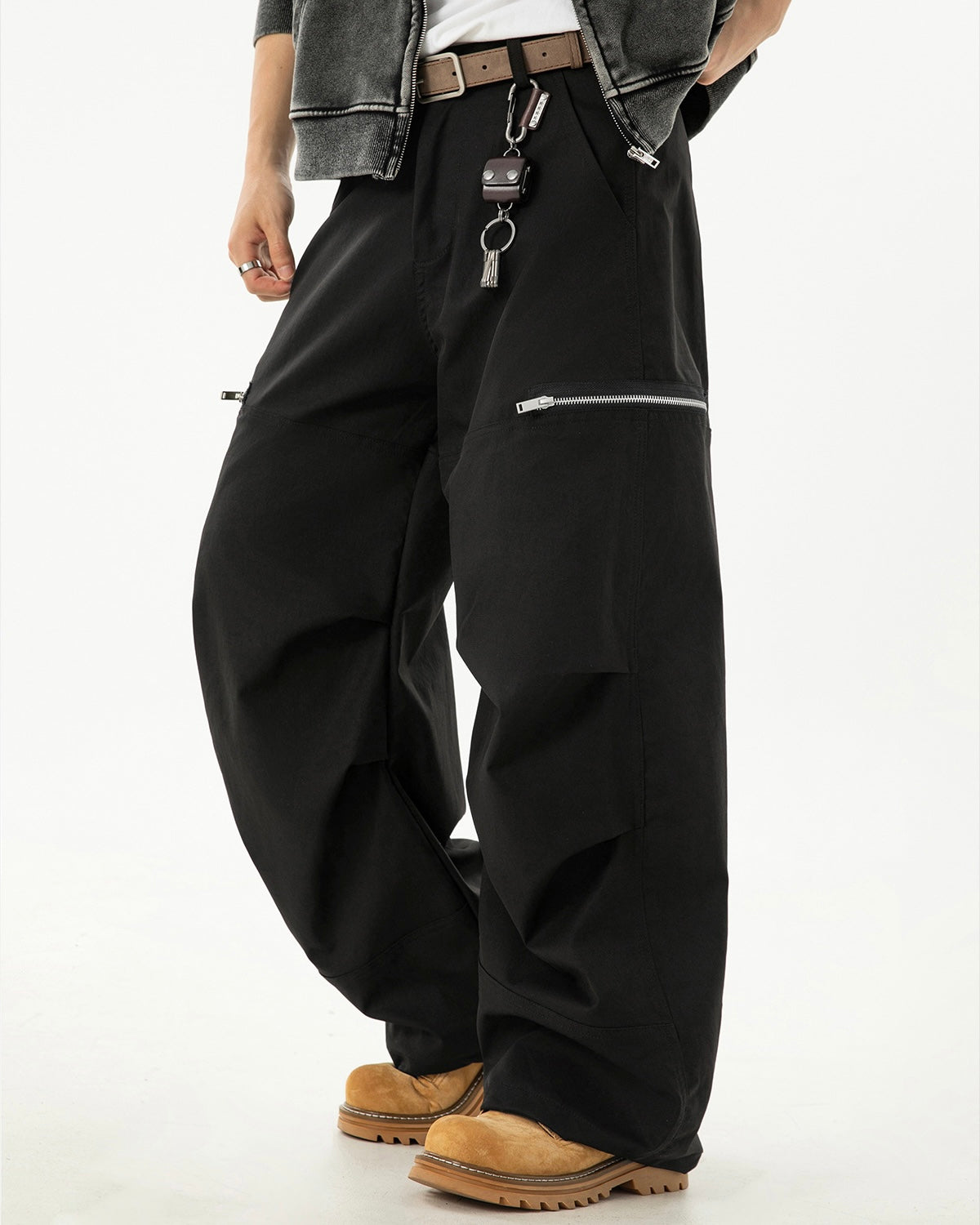 【2color】Zipper Pockets Wide Cargo Pants mry001821