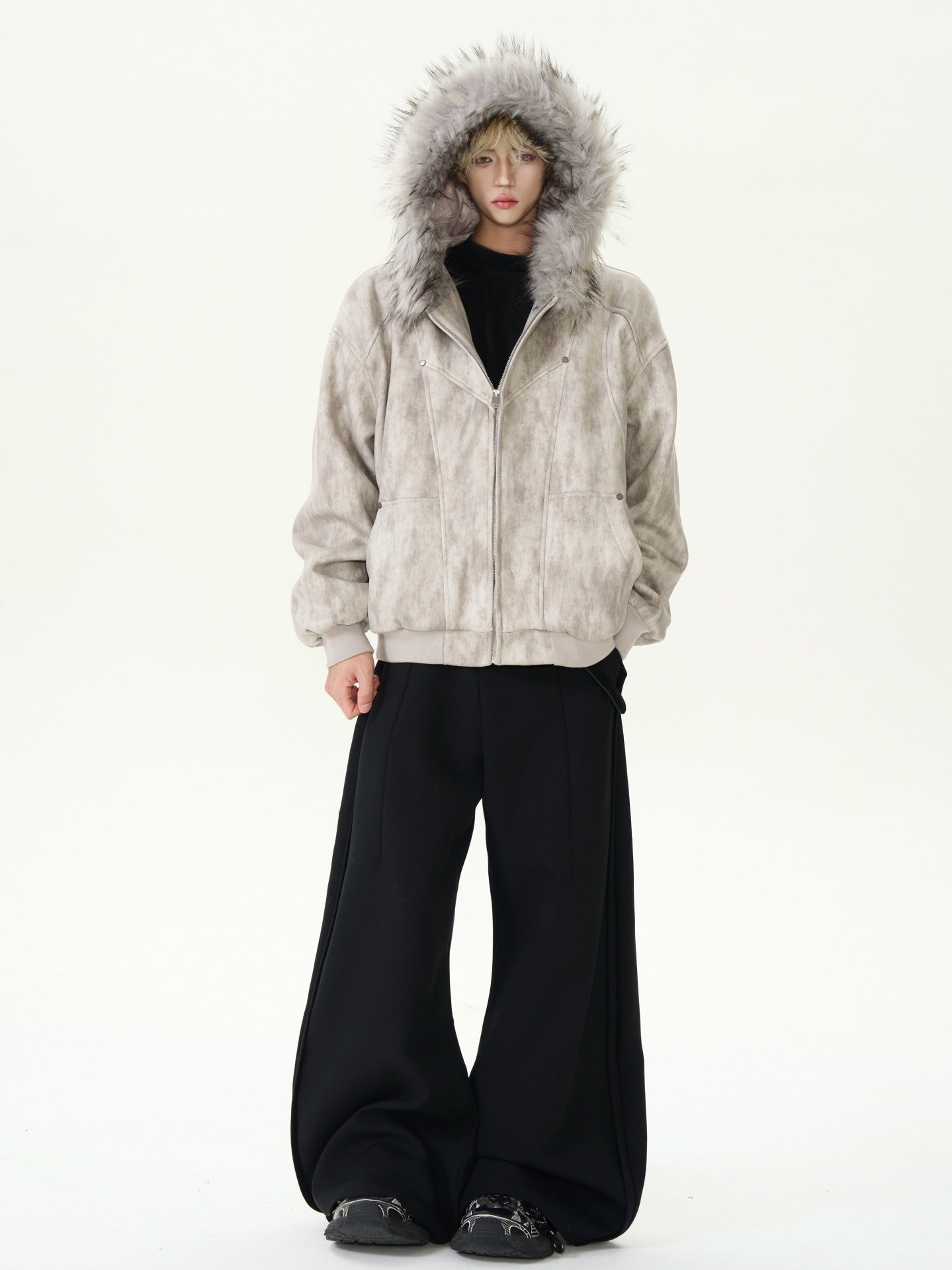 【特別価格/Outer】2color Unisex Edge Line Design Boa Jacket mry001615