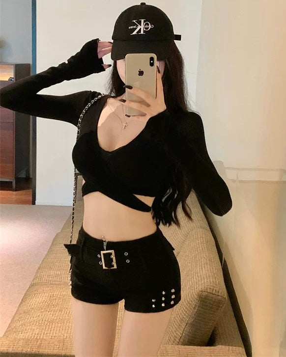 Studded Belt Shorts mry002066