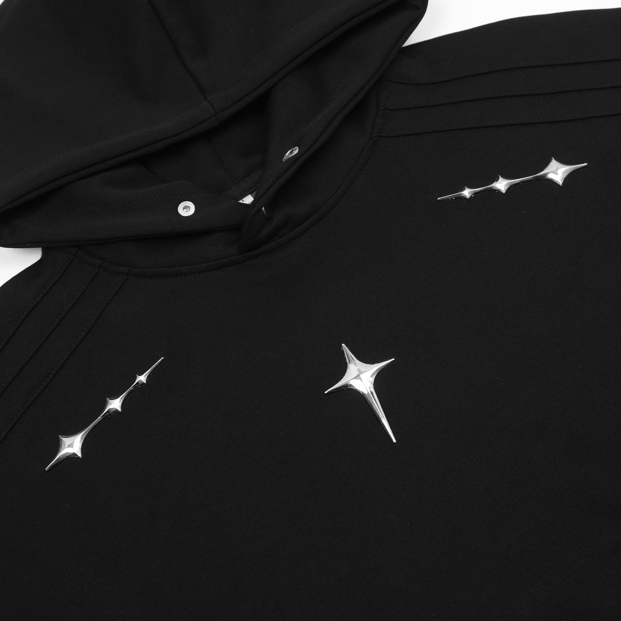 【Unisex/2color】Cross Metallic Design Black Hoodie mry001621