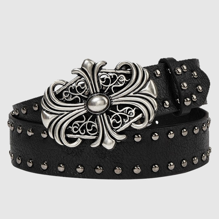 Punk Style Cross Embossed Stud Belt mry001917
