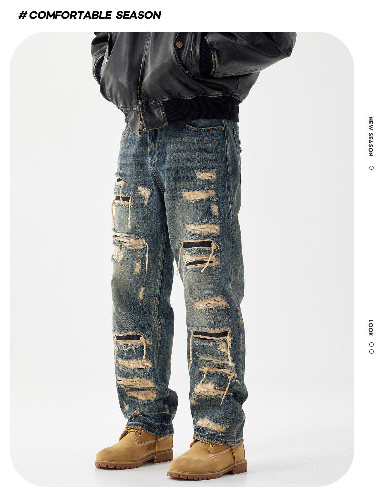 【6サイズ展開】Ruin Theory Distressed Denim Pants mry001721