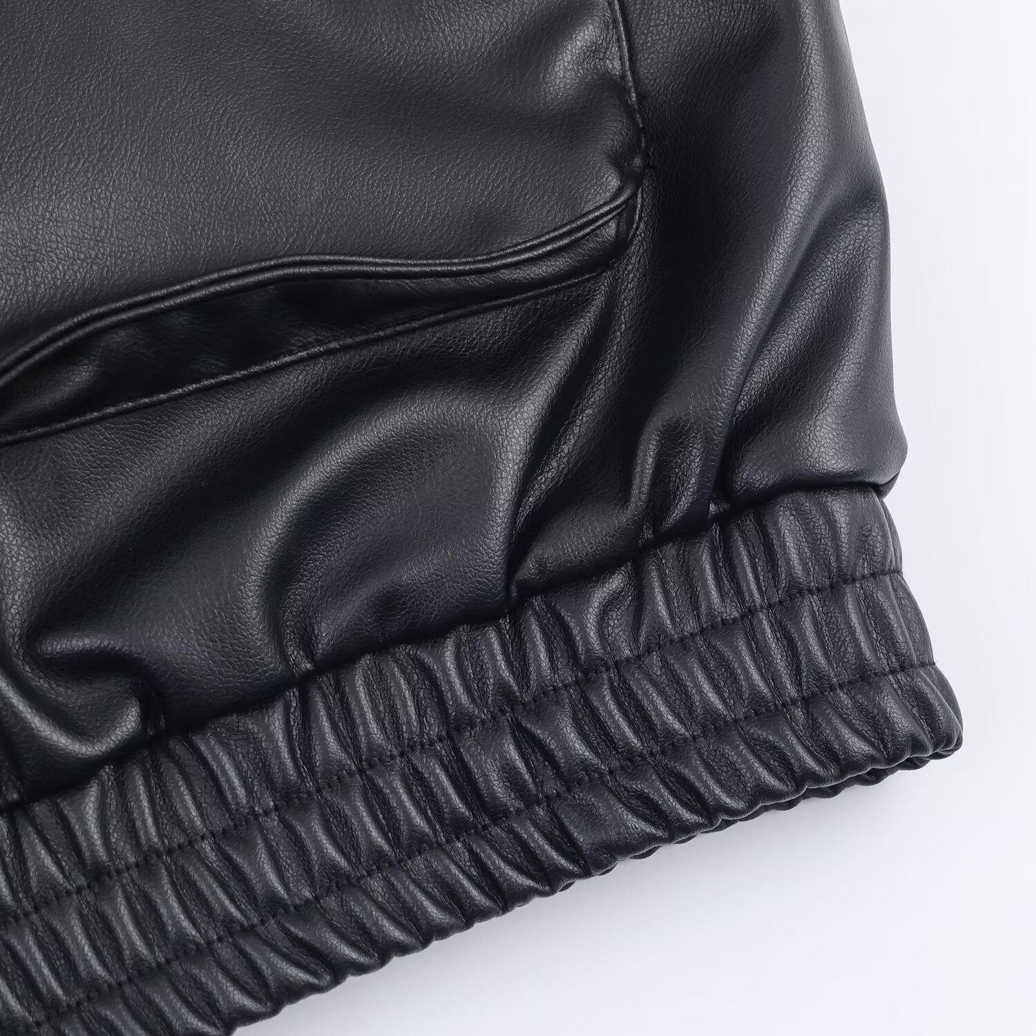 Fur Trimmed Leather Jacket mry002029