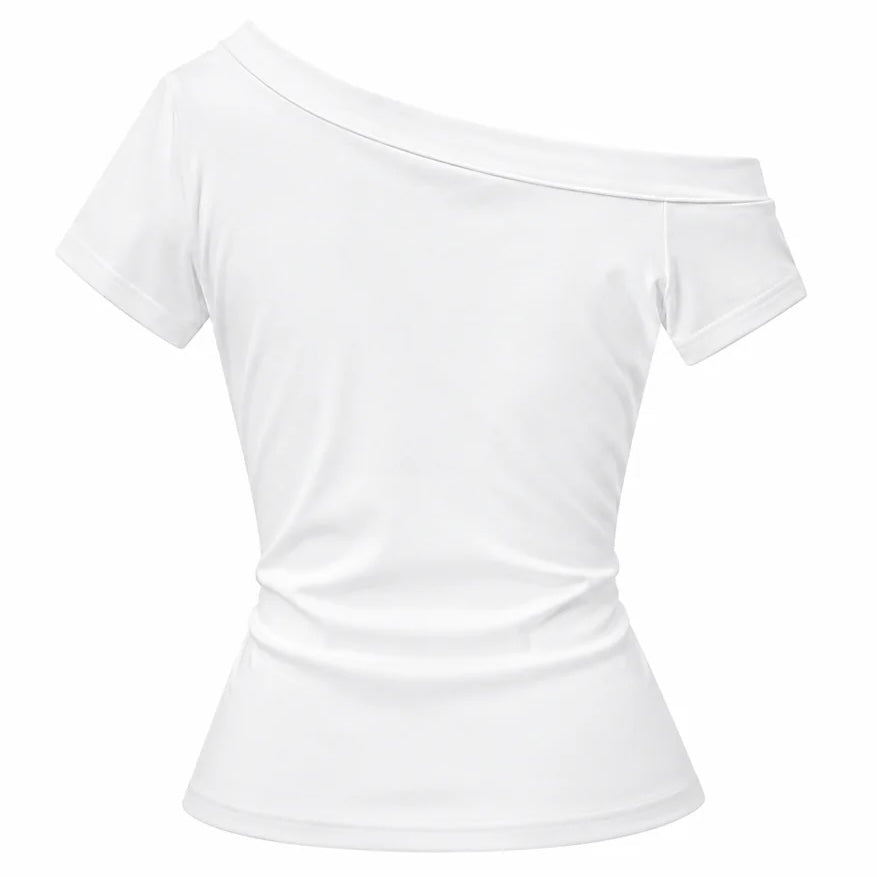 【トップス】オフショルチェーングラフィックTシャツ mry002423