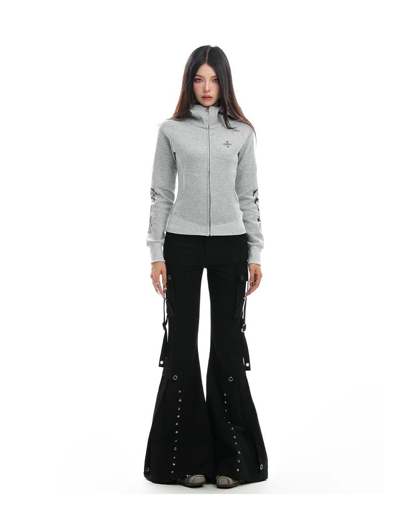 【評価★4.8以上／Top】Cross Embroidered Zip Sweat Jacket mry001933
