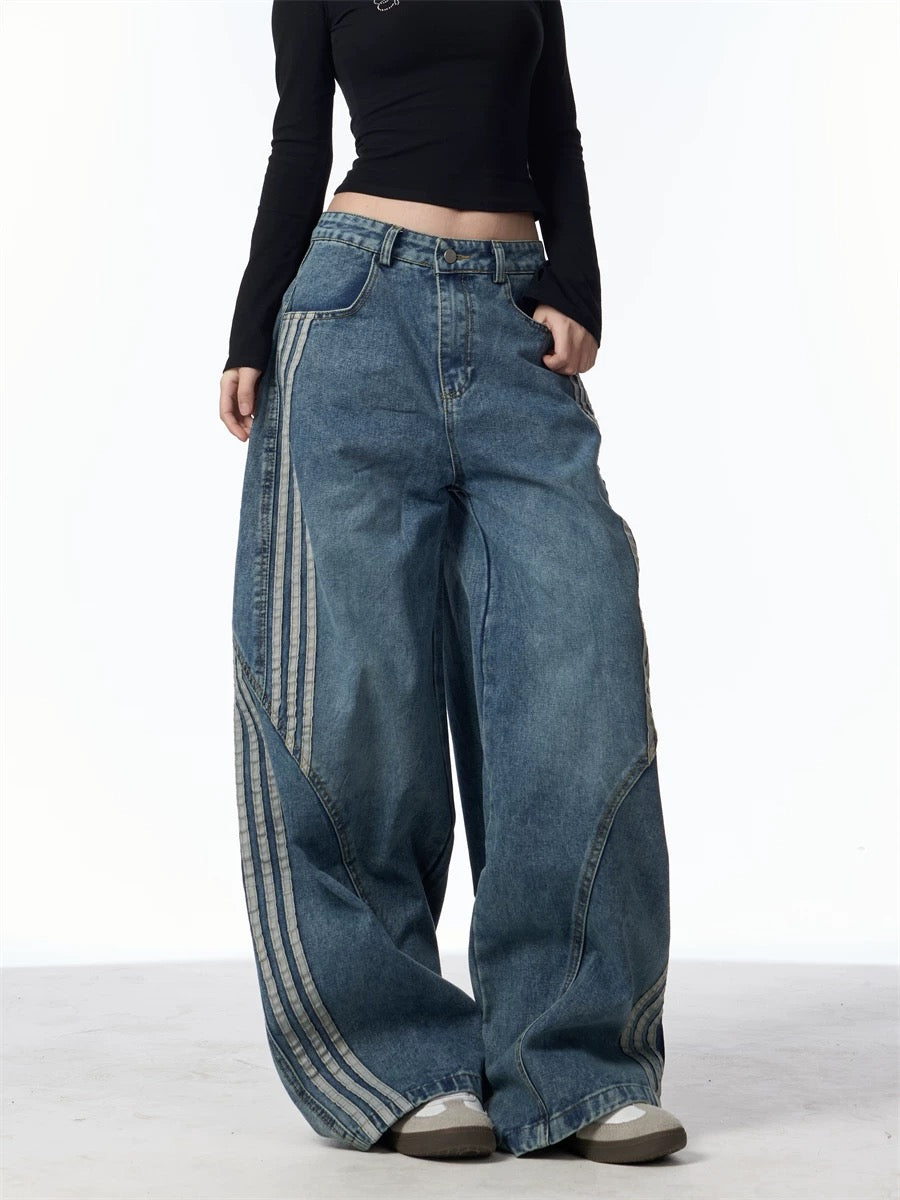 【COVER:FIT/今だけ限定品/2color】Wave Line Panel Wide Denim Pants mry001709