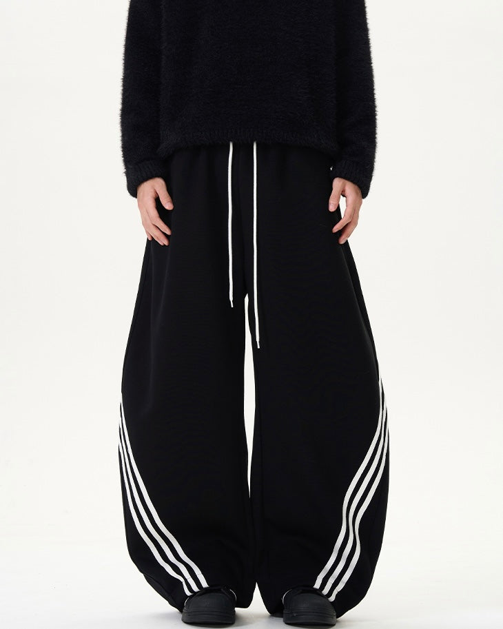 【YURU:FIT】 Wide-Leg Stripe Sweatpants mry001858