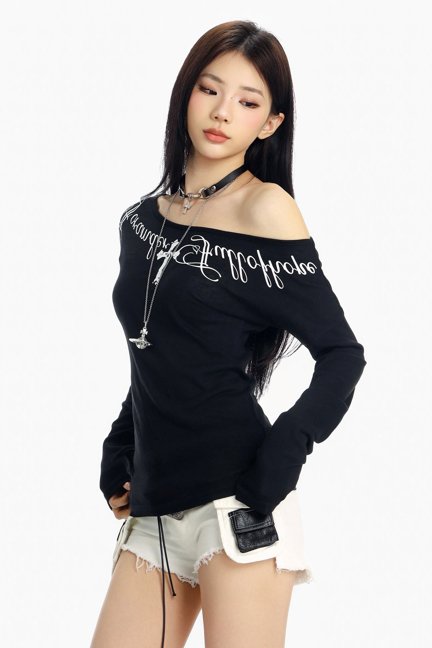 Rebel Saint One-Shoulder Top mry002247