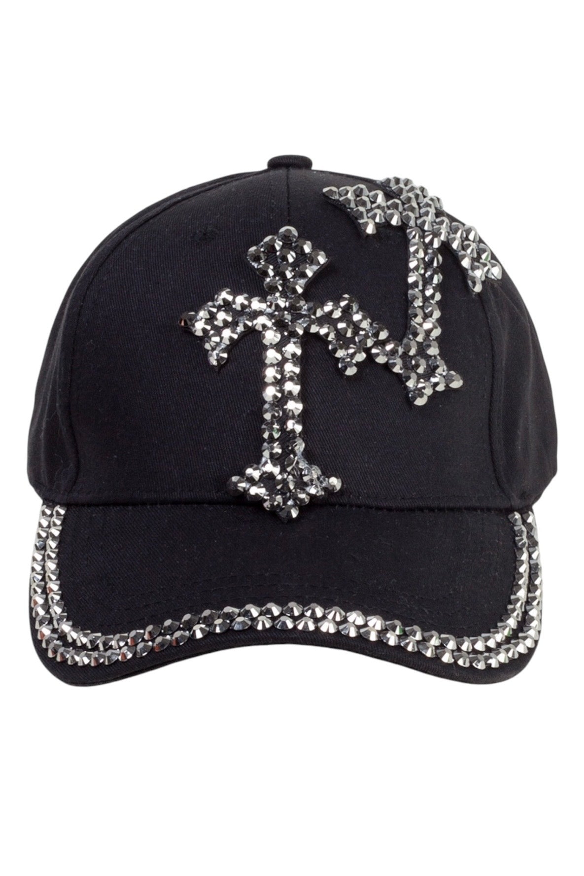 Rhinestone Cross Black Cap mry002235