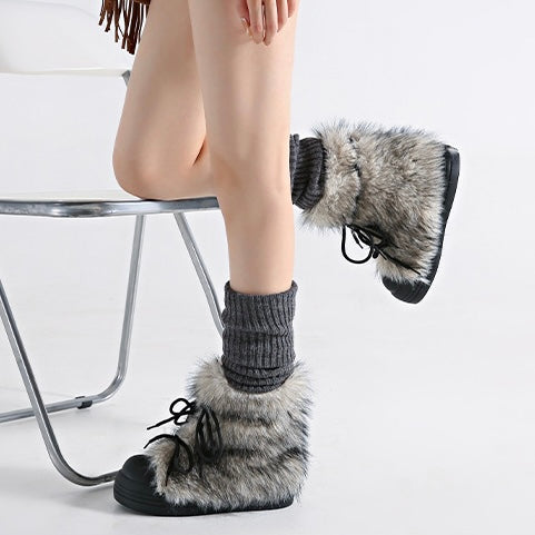 Cozy Faux Fur Street Platform Boots mry001974