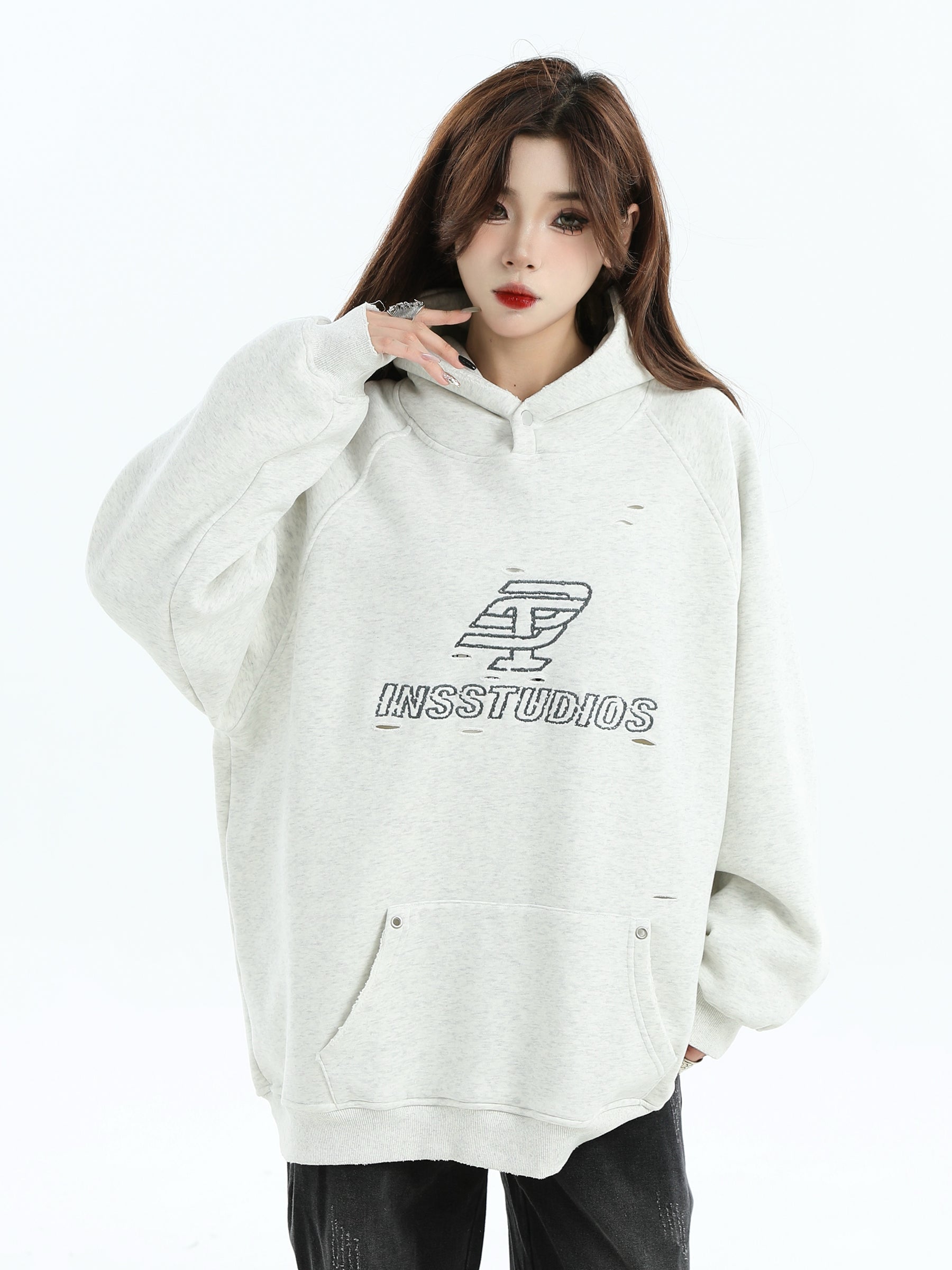 【評価★4.8以上／Tops】Washed Logo Oversized Hoodie mry001915