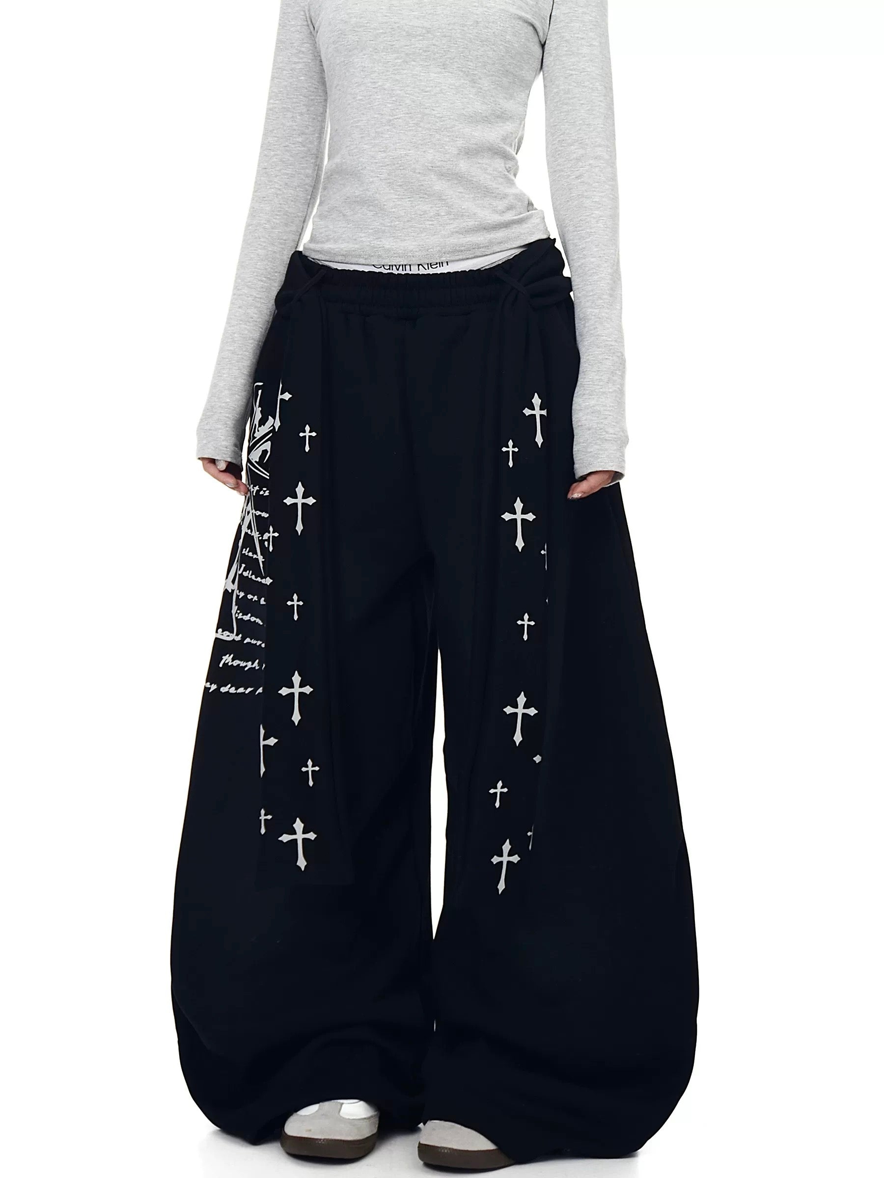 Cross Wrap Wide Sweat Pants mry002146