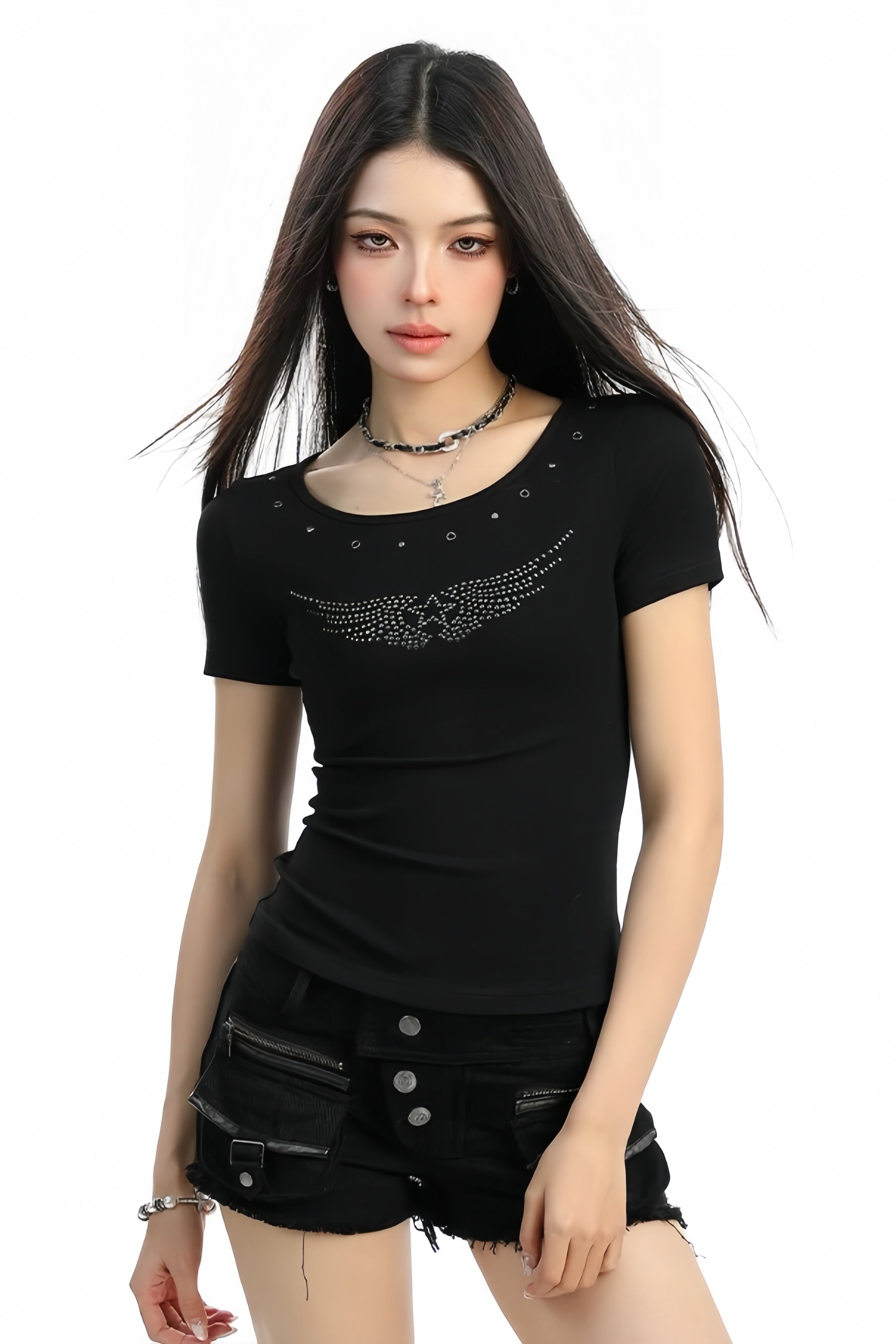 【トップス】スタッズウィングTシャツ mry002379