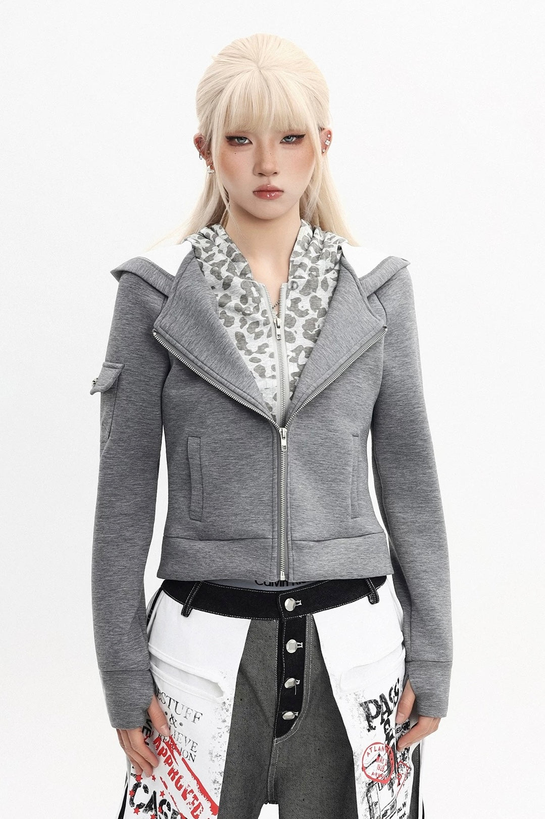 Double Zip Slim Fit Hoodie mry002297