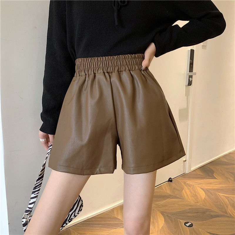 フェイクレザー　ハイウエスト　ショートパンツ　mry000026
